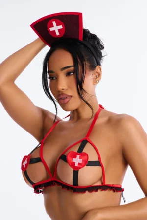 Bedroom Nurse Heart Applique 3 Piece Set - Red